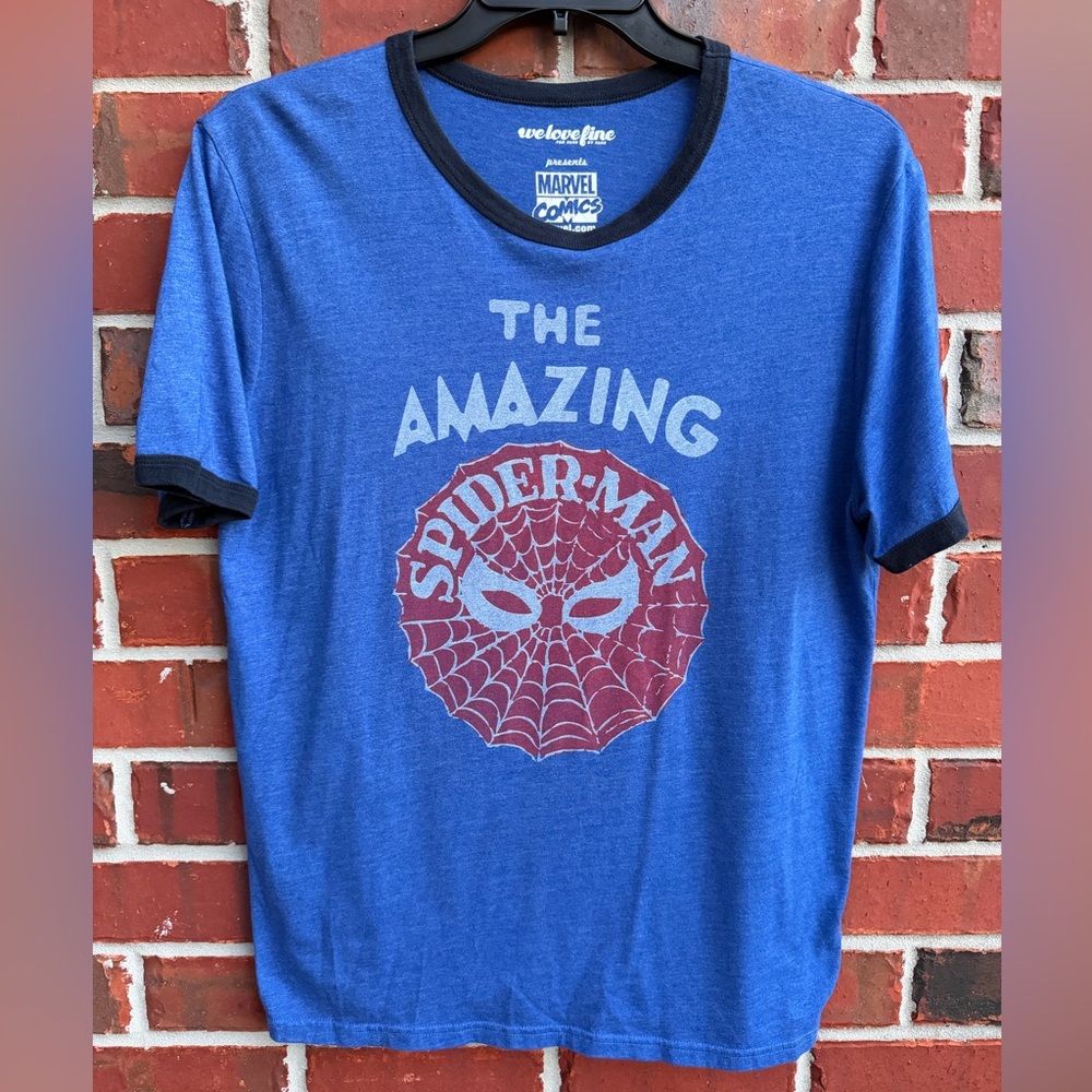 WeLoveFine Marvel Comics XL The Amazing Spider-Man Blue Short Sleeve T-Shirt A1